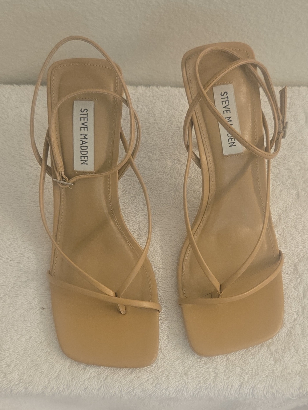 Steve Madden Annie Women’s Beige Strappy Stiletto Heels 8.5M - Picture 4 of 10